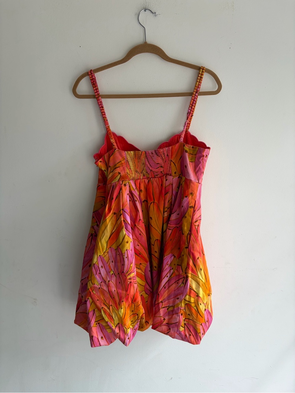 ANTHROPOLOGIE Farm Rio Sleeveless Bubble-Hem Mini Dress Banana Print Size Large - Picture 4 of 6
